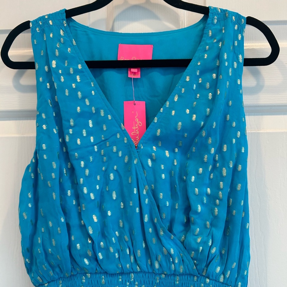 Lilly Pulitzer Blue Sleeveless V-Neck Midi Sundress - Picture 3 of 13